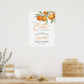 Botanische oranje kleine lieve baby shower welkom poster (Keuken)