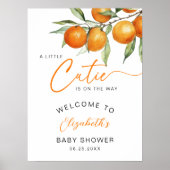 Botanische oranje kleine lieve baby shower welkom poster (Voorkant)