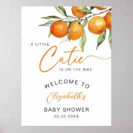 Botanische oranje kleine lieve baby shower welkom poster