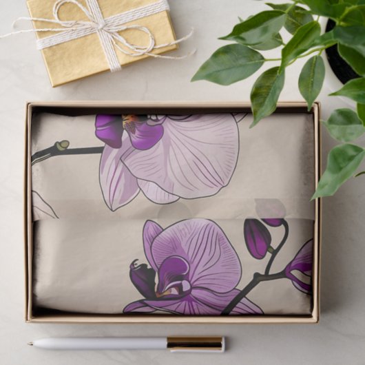 Botanische orchidee elegant tissuepapier (Geschenk)