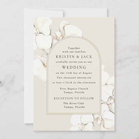 Botanische orchidee Floral Digital Wedding Kaart (Voorkant)