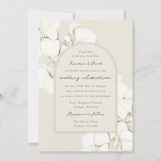 Botanische orchidee Floral Digital Wedding Kaart (Voorkant)