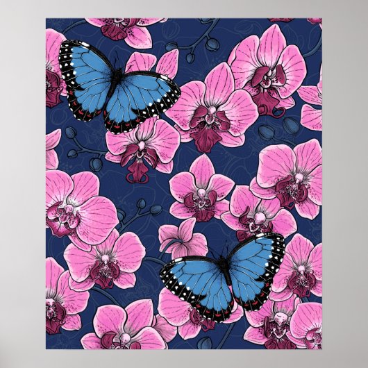 Botanische Orchideeëntuin met Vlinders Poster (Voorkant)