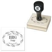 Botanische ovaal | Monogrammen organische handgema Rubberstempel (Gestempeld)