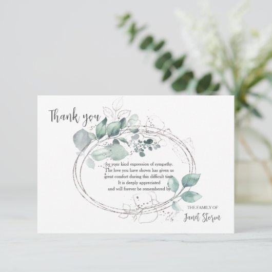 Botanische Ovale Sympathie Dank u kaart (Staand voorkant)