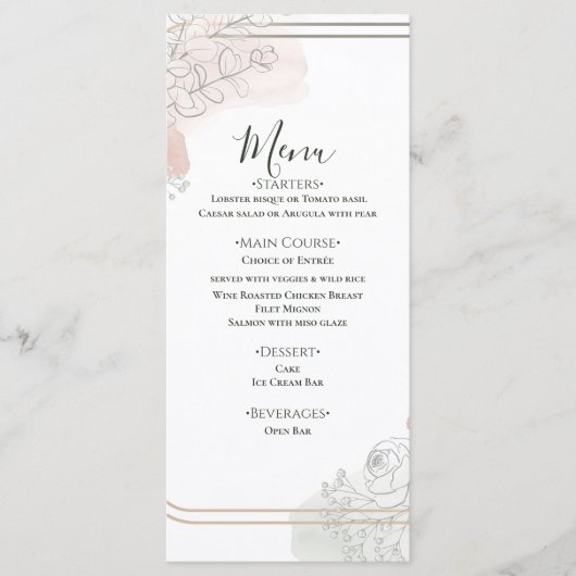 Botanische Overzicht Sage & Blush Bloemige Trouw  Menu (Voorkant)