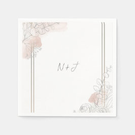 Botanische Overzicht Salie & Blush Bloemen Bruilof Servet