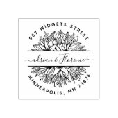 Botanische paar retour adres elegante bruiloft rubberstempel (Afrduk)