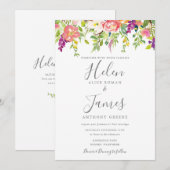 Botanische paars Peach Flowers Weddenschap Kaart (Voorkant / Achterkant)