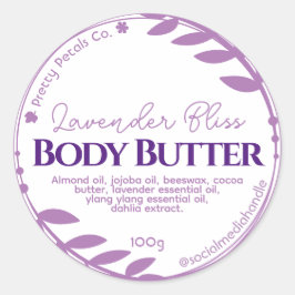 Botanische Paarse Blad Lavendel Body Butter Labels