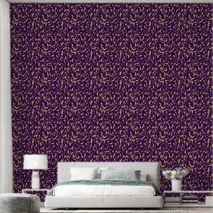 Botanische Paarse bladeren Vines Bruin Beige Behang