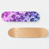 Botanische  paarse blauwe gradiënt roos floraal persoonlijk skateboard (Horizontaal)