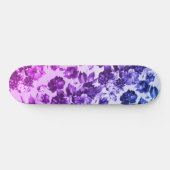 Botanische  paarse blauwe gradiënt roos floraal persoonlijk skateboard (Horizontaal)