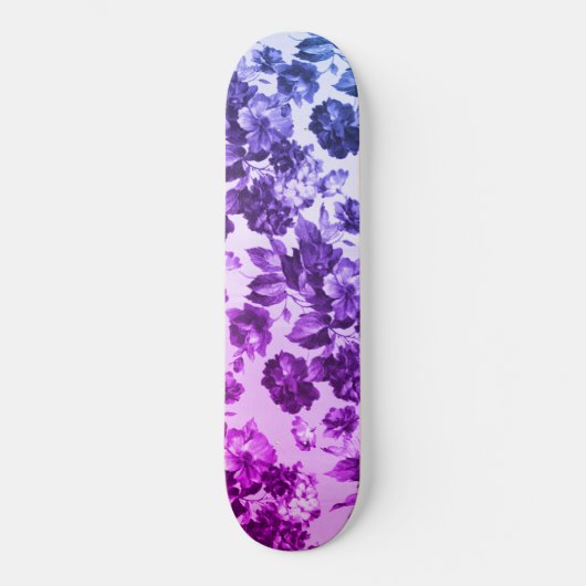 Botanische  paarse blauwe gradiënt roos floraal persoonlijk skateboard (Voorkant)