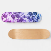 Botanische paarse blauwe gradiënt roos floraal persoonlijk skateboard (Horizontaal)