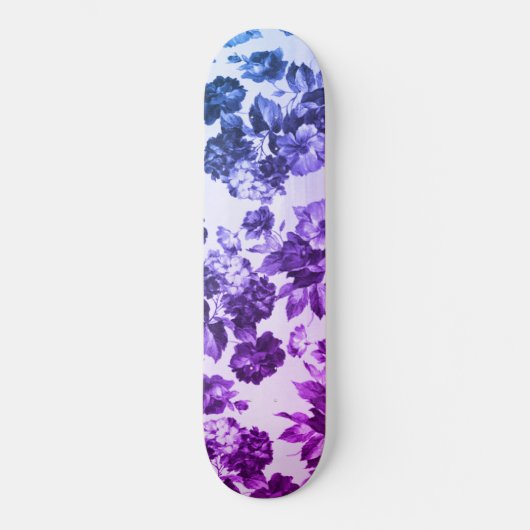 Botanische paarse blauwe gradiënt roos floraal persoonlijk skateboard (Voorkant)