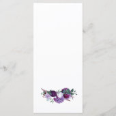 Botanische Paarse Bloemen Bruiloft Receptie Menu (Achterkant)