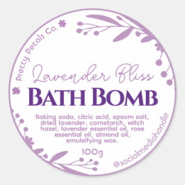 Botanische Paarse Bloemen Lavendel Bath Bomb Label