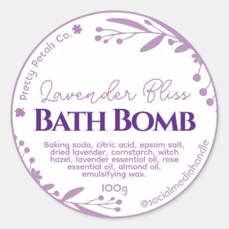 Botanische Paarse Bloemen Lavendel Bath Bomb Label
