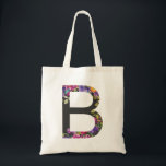 Botanische paarse bloemen letter B monogram Tote Bag<br><div class="desc">Botanische paarse bloemen letter b monogram Canvas tas | Moderne en elegante monogram canvas tas met waterverf illustratie van bloemen met een houtskool achtergrond. Deze botanische canvas tas zal een perfect persoonlijk geschenk zijn. Andere letters en kleuren zijn beschikbaar.</div>
