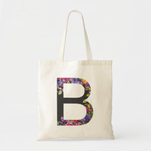 Botanische paarse bloemen letter B monogram Tote Bag