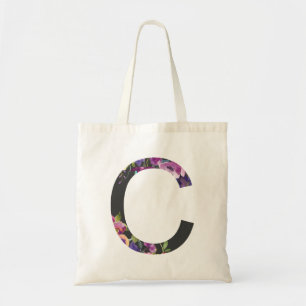Botanische paarse bloemen letter C monogram Tote Bag