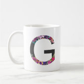 Botanische paarse bloemen letter G monogram Koffiemok (Links)