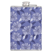 Botanische Paarse Bloemenlijn Kunst Heupfles (Achterkant)