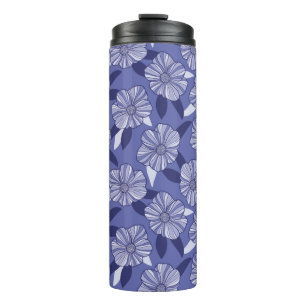 Botanische Paarse Bloemenlijn Kunst Thermosbeker