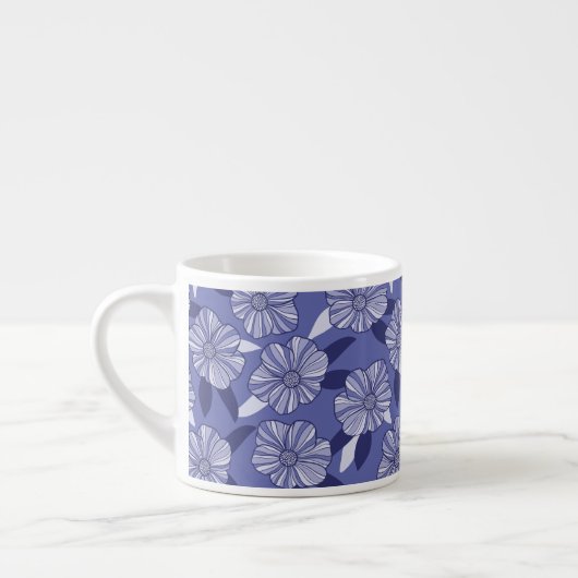 Botanische paarse bloemlijn kunst espresso kop (Links)