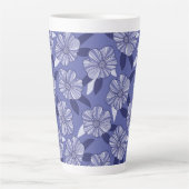 Botanische paarse bloemlijn kunst latte mok (Voorkant)