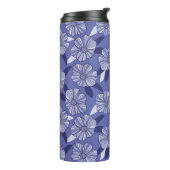Botanische paarse bloemlijn kunst thermosbeker (Gedraaid links)