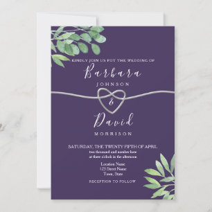 Botanische Paarse Bruiloft Kaart
