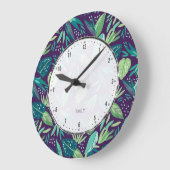 Botanische Paarse en groene bladeren Naadloze patr Grote Klok (Hoek)