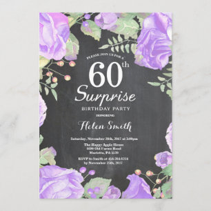 Botanische Paarse Floral Surprise 60th Birthday Kaart