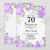 Botanische Paarse Floral Surprise 70th Birthday Kaart (Voorkant / Achterkant)