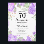 Botanische Paarse Floral Surprise 70th Birthday Kaart<br><div class="desc">Botanische Paarse Floral Surprise 70th Birthday Invitation. Floral Pink Peonies Birthday Invitation for Women. Waterverf Floral Flower. Elegant roze en Peony Flowers. Volwassen verjaardag. Witte achtergrond. Zwart-wit. 13e 15e 16e 18e 21e 30e 40e 50e 60e 70e 90e 100e, Alle leeftijden. Voor verdere aanpassing, te klikken gelieve de knoop "van de...</div>