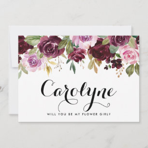 Botanische Paarse Floral zal je mijn Bloemenmeisje Aankondiging