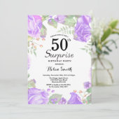 Botanische Paarse Florale Verrakking 50e verjaarda Kaart (Staand voorkant)