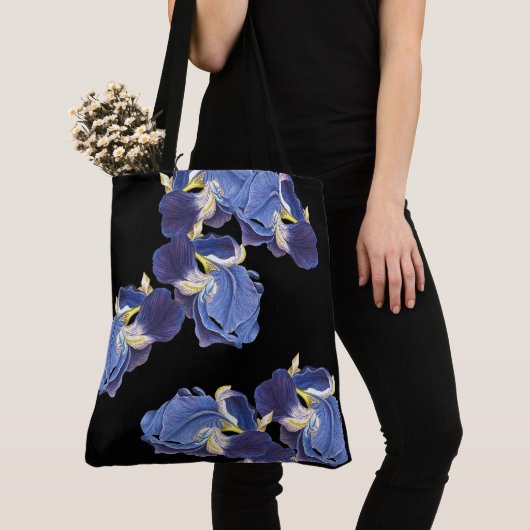 Botanische Paarse Iris Flowers Art Canvas tas (Dichtbij)