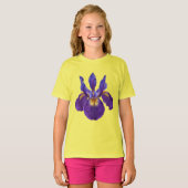 Botanische paarse iris print T-shirt (Voorkant volledig)