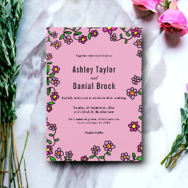 Botanische Paarse magenta Rozen Boho bloemenbruilo Kaart