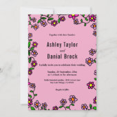 Botanische Paarse magenta Rozen Boho bloemenbruilo Kaart (Voorkant)