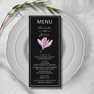 Botanische Paarse Magnolia Waterverf Weddenschap Menu