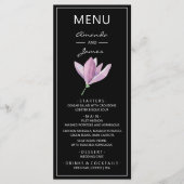 Botanische Paarse Magnolia Waterverf Weddenschap Menu (Voorkant)