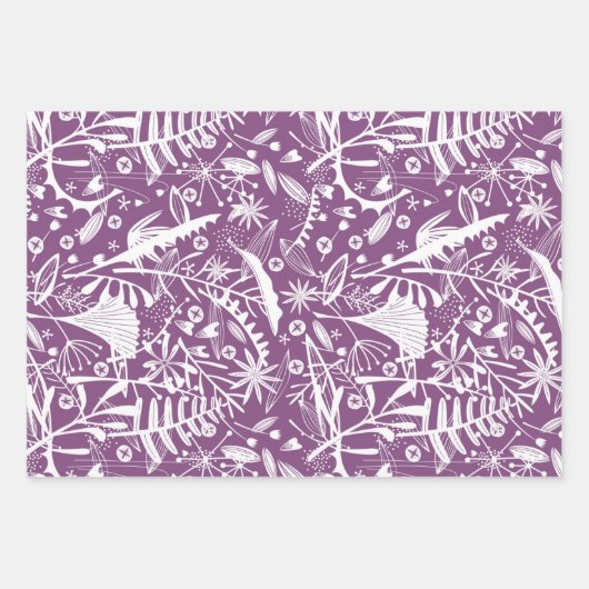 Botanische Paarse Modern Inpakpapier Vel (Voorkant)