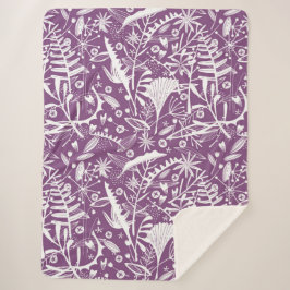 Botanische Paarse Modern Sherpa Deken