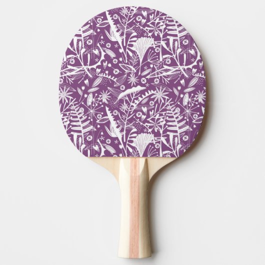 Botanische Paarse Modern Tafeltennisbatje (Voorkant)