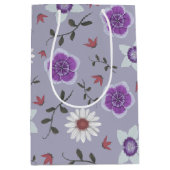 Botanische Paarse moderne wilde bloem Medium Cadeauzakje (Voorkant)