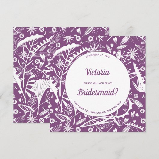 Botanische Paarse olievlek... zal je mijn Bridesma Kaart (Voorkant / Achterkant)